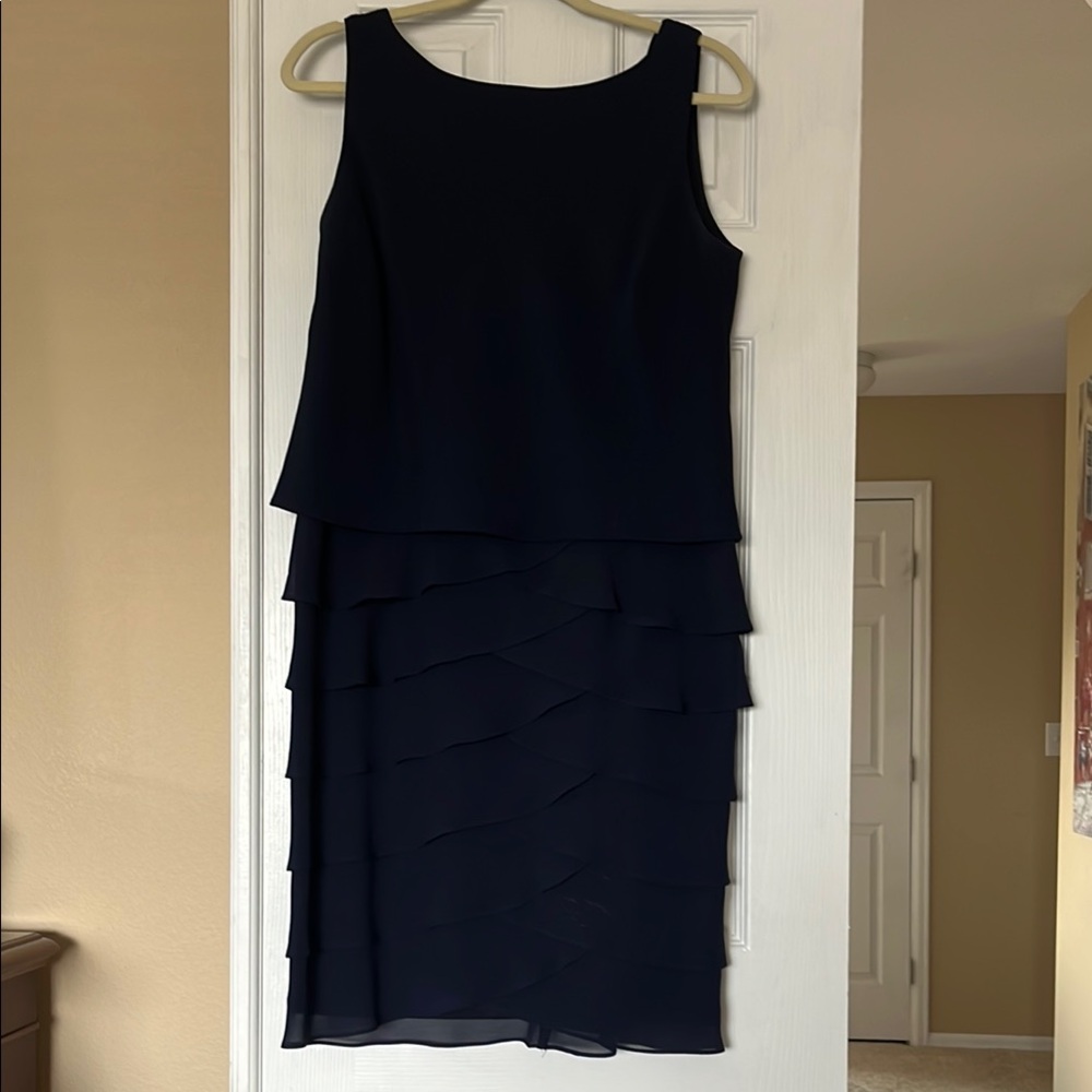 Evan Picone Navy Layered Midi Dress sz 10